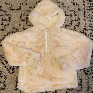 FP Movement zip up beige faux fur sweatshirt